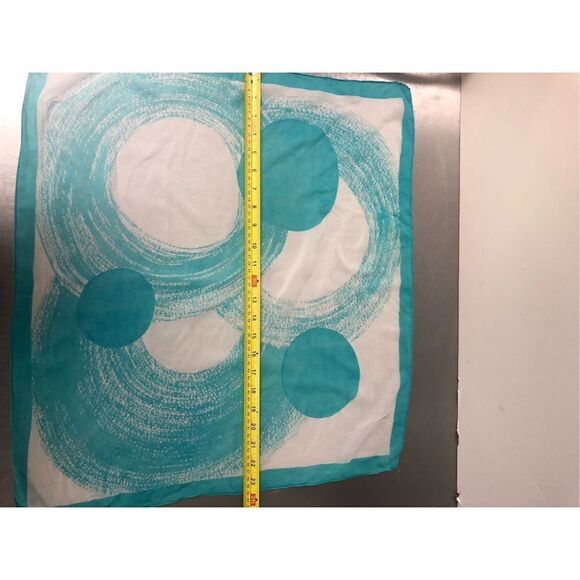 Two Women’s Small Red Floral Design and White Blue Circle Design Box Scarf Bundl - Picture 7 of 7